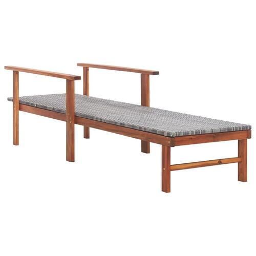 Liggestol polyrattan og massivt akacietræ grå