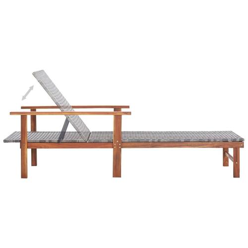 Liggestol polyrattan og massivt akacietræ grå