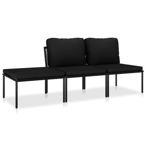 Haveloungesæt 3 dele med hynder PVC sort