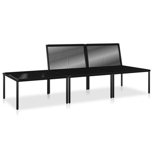 Haveloungesæt 3 dele med hynder PVC sort