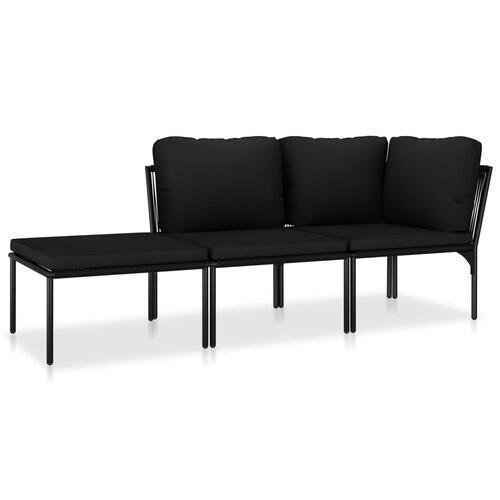 Haveloungesæt 3 dele med hynder PVC sort