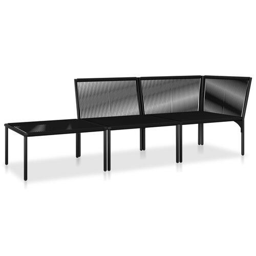 Haveloungesæt 3 dele med hynder PVC sort