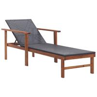 Liggestol polyrattan og massivt akacietræ sort