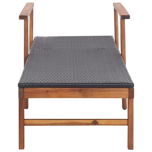 Liggestol polyrattan og massivt akacietræ sort