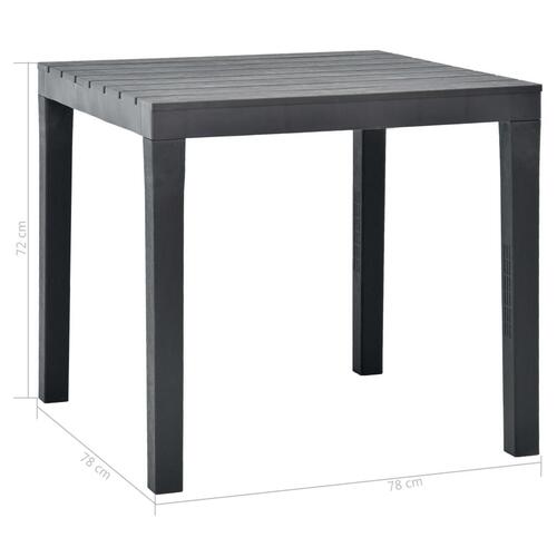 Havebord 78 x 78 x 72 cm plastik antracitgrå