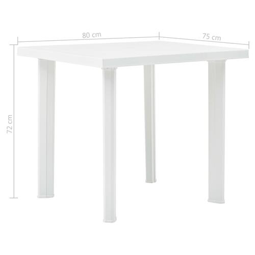 Havebord 80 x 75 x 72 cm plastik hvid