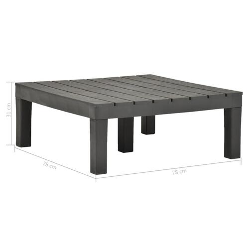 Havebord 78x78x31 cm plastik antracitgrå