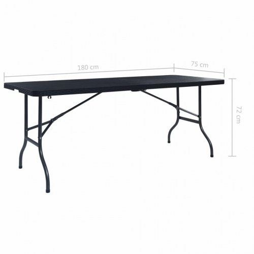 Foldbart havebord 180x75x72 cm HDPE imiteret rattan sort