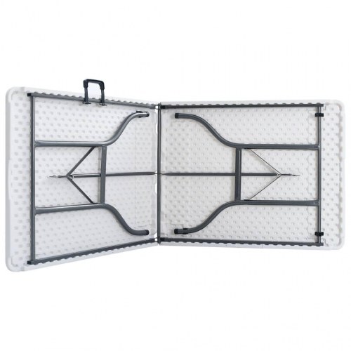Foldbart havebord med 2 bænke 180 cm - stål og HDPE, hvid