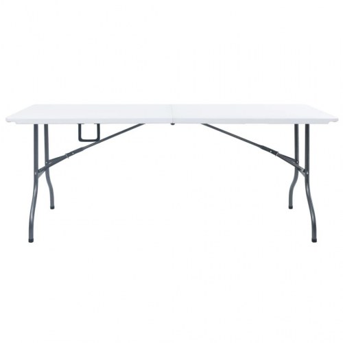 Foldbart havebord med 2 bænke 180 cm - stål og HDPE, hvid