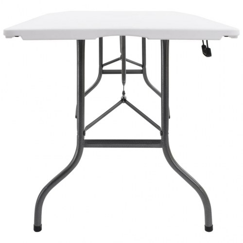 Foldbart havebord med 2 bænke 180 cm - stål og HDPE, hvid