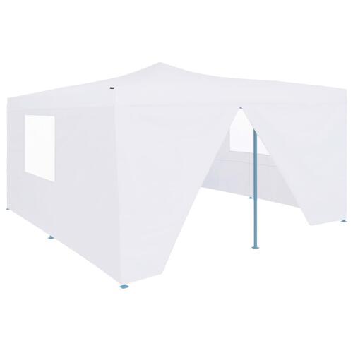 Foldbar pavillon med 4 sidevægge 5x5 m hvid