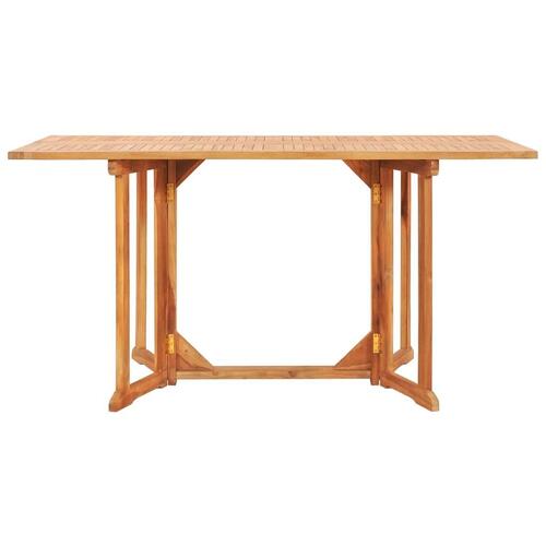 Foldbart havebord 150x90x75 cm massivt teaktræ