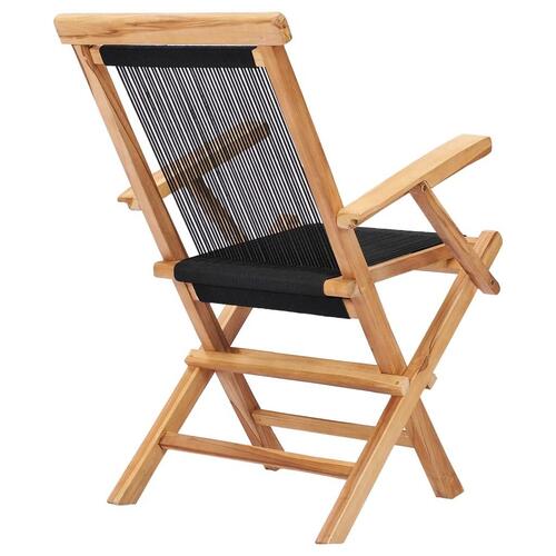 Foldbare havestole 2 stk. massivt teaktræ og reb
