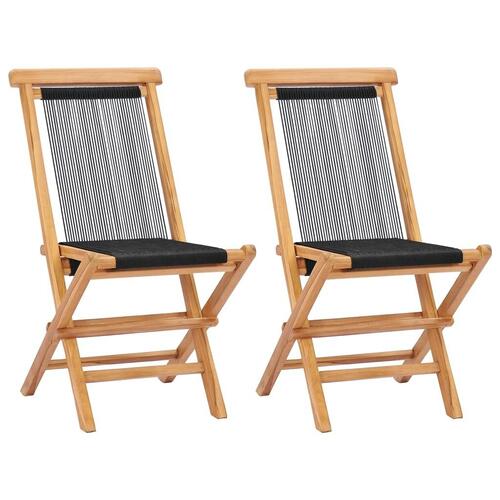 Foldbare havestole 2 stk. massivt teaktræ og reb