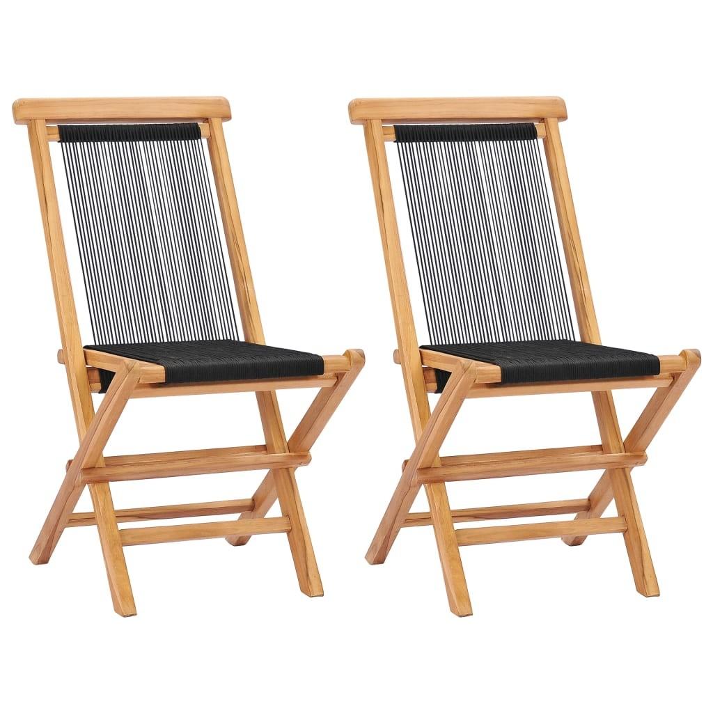 Foldbare havestole 2 stk. massivt teaktræ og reb