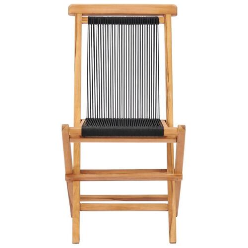 Foldbare havestole 2 stk. massivt teaktræ og reb