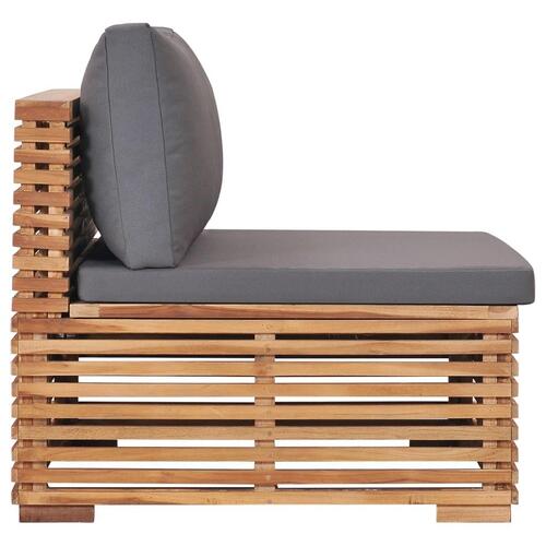Midtersektion til havesofa med hynde massivt teaktræ grå