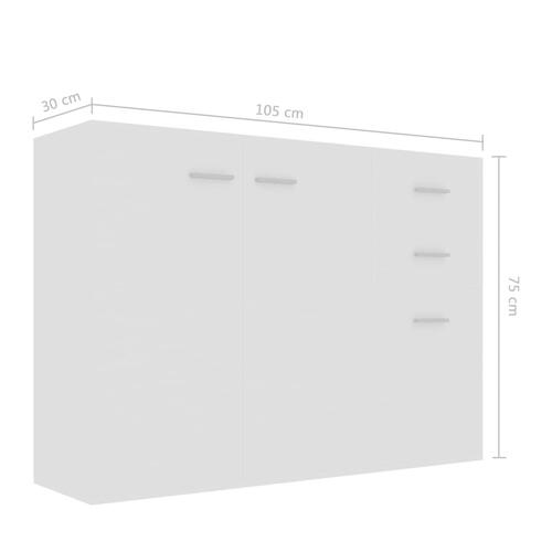 Skænk 105x30x75 cm konstrueret træ hvid