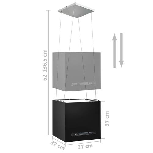 Hængende ø-emhætte med touchsensor LCD 37 cm pulverlakeret stål