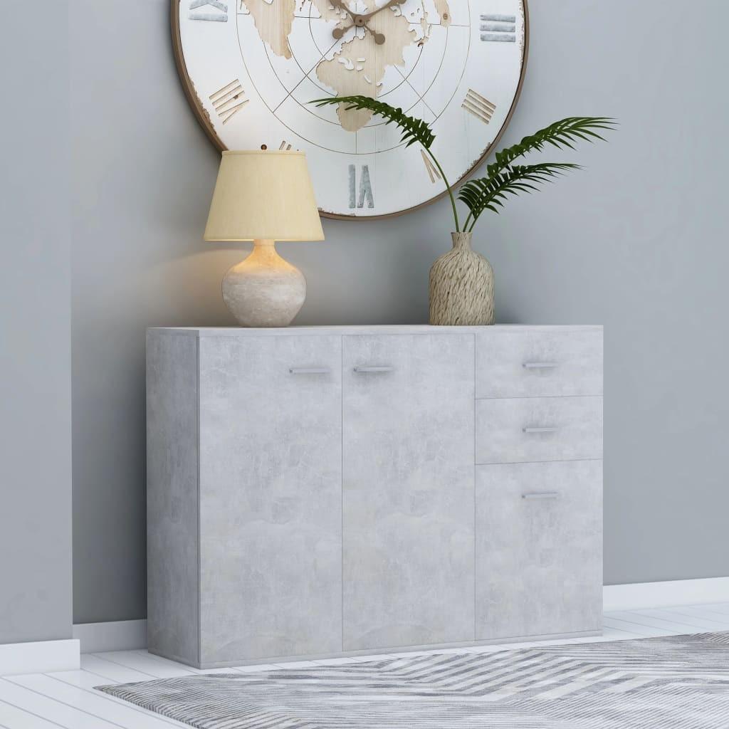 Skænk 105x30x75 cm spånplade betongrå