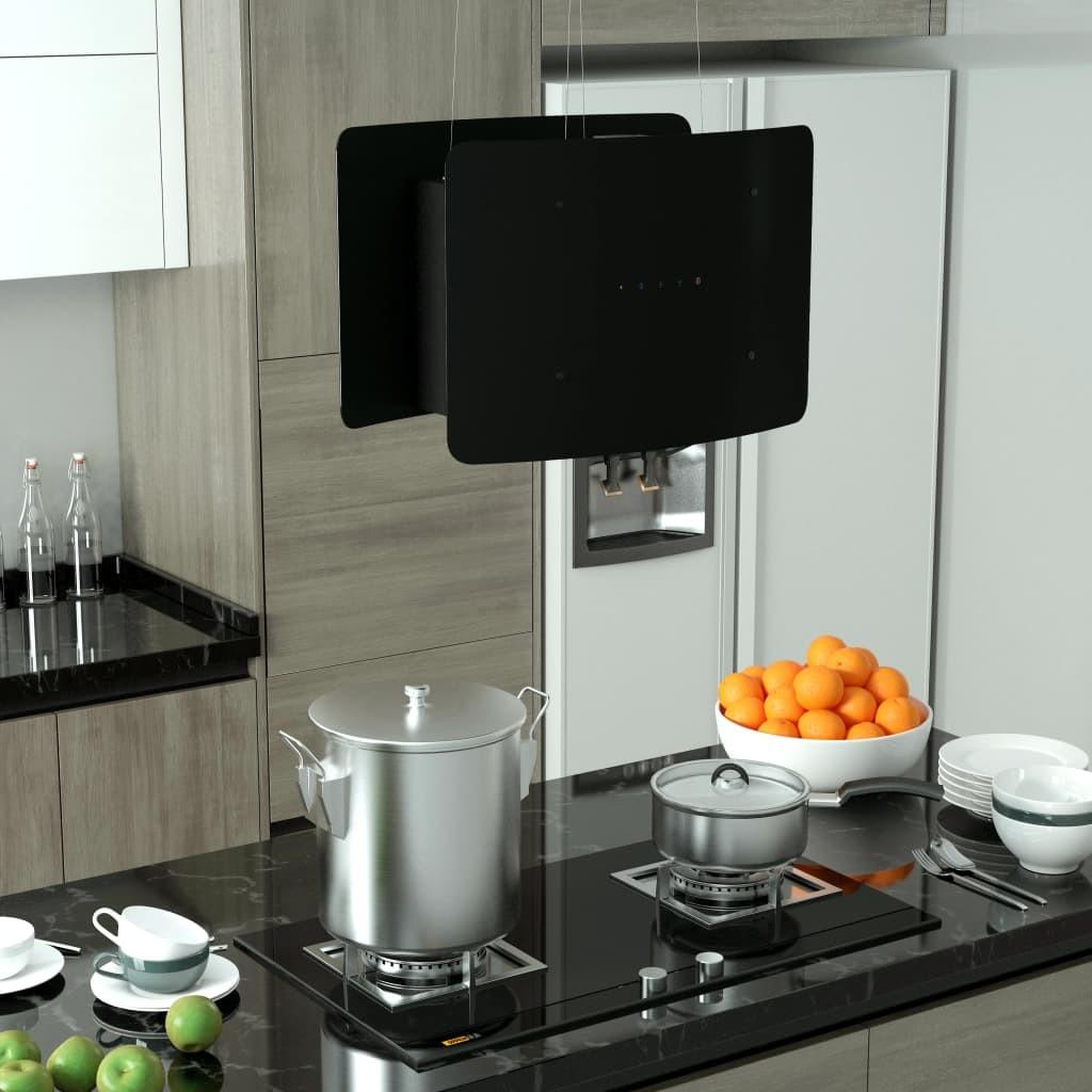 Hængende ø-emhætte med touchsensor LCD hærdet glas billede