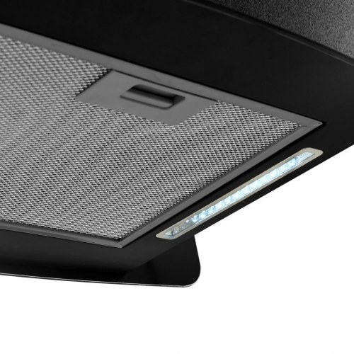 Hængende ø-emhætte med touchsensor og LCD i hærdet glas - sort, 55 cm