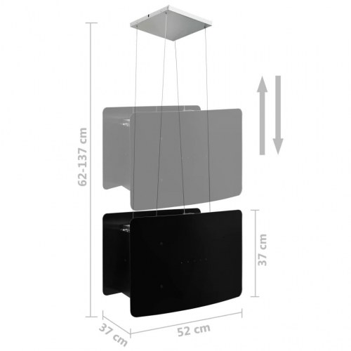 Hængende ø-emhætte med touchsensor og LCD i hærdet glas - sort, 55 cm