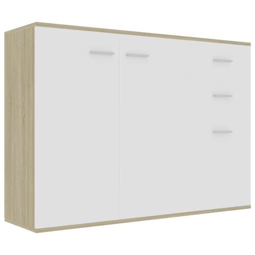 Skænk 105x30x75 cm konstrueret træ hvid og sonoma-eg