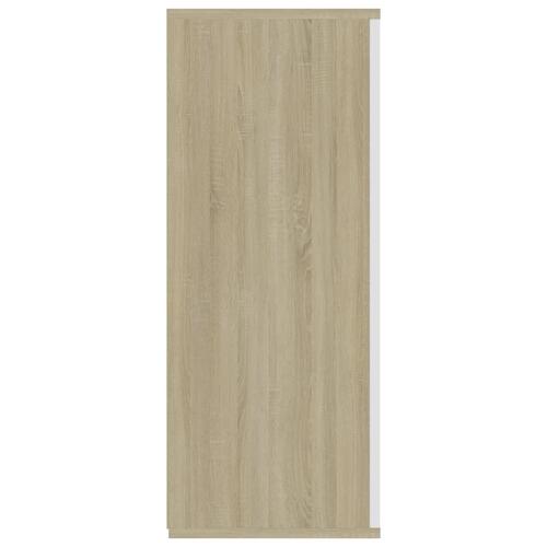 Skænk 105x30x75 cm konstrueret træ hvid og sonoma-eg