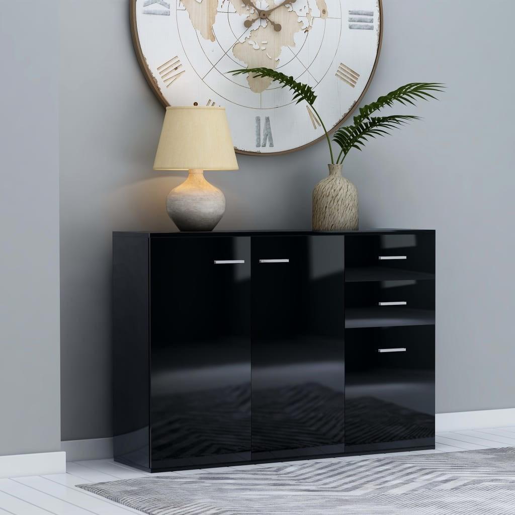 Skænk 105x30x75 cm spånplade sort højglans