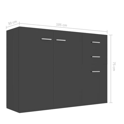 Skænk 105x30x75 cm spånplade sort højglans