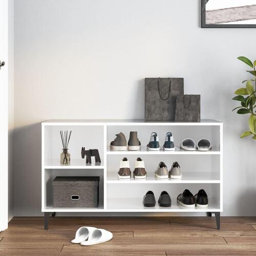 Skoreol 102x36x60 cm konstrueret træ hvid højglans