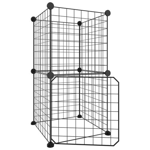 8-panels kæledyrsindhegning med låge 35x35 cm stål sort