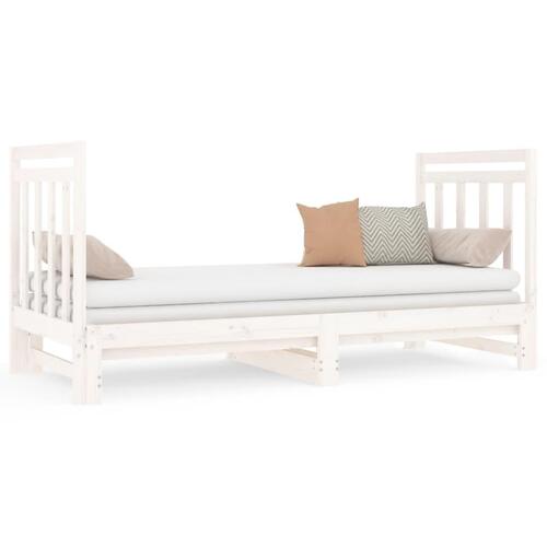 Daybed med udtræk 2x(90x190) cm massivt fyrretræ hvid