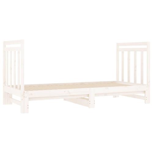 Daybed med udtræk 2x(90x190) cm massivt fyrretræ hvid