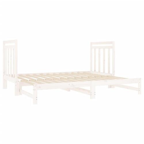 Daybed med udtræk 2x(90x190) cm massivt fyrretræ hvid