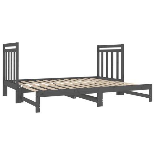 Daybed med udtræk 2x(90x190) cm massivt fyrretræ grå