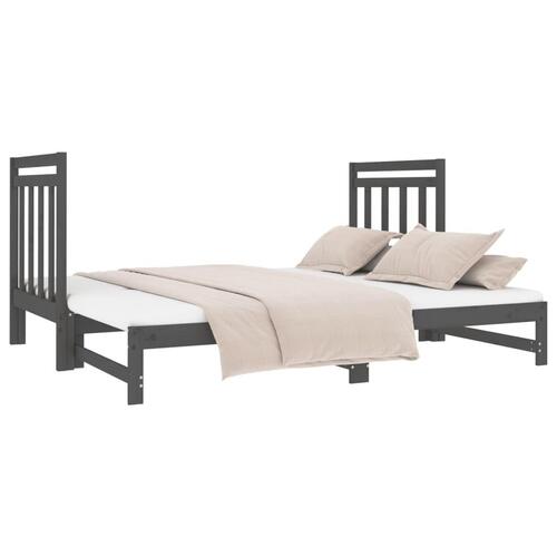 Daybed med udtræk 2x(90x190) cm massivt fyrretræ grå