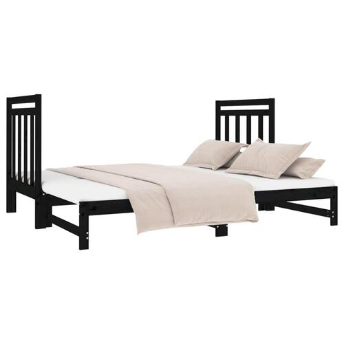 Daybed med udtræk 2x(90x190) cm massivt fyrretræ sort