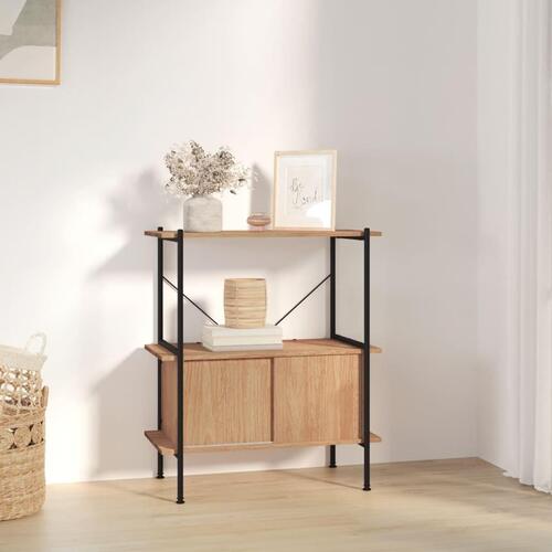 Reol med skab 80x40x92 cm 3 niveauer stål og konstrueret træ