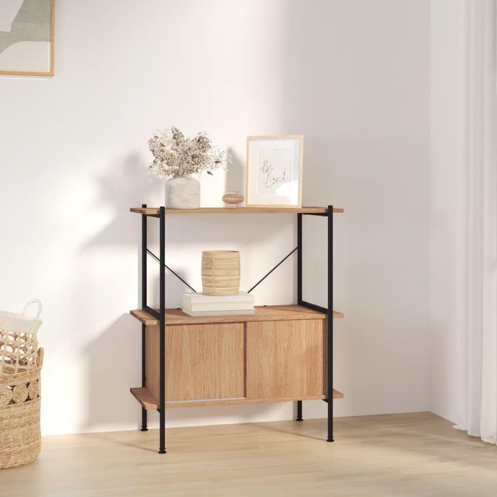 Reol med skab 80x40x92 cm 3 niveauer stål og konstrueret træ