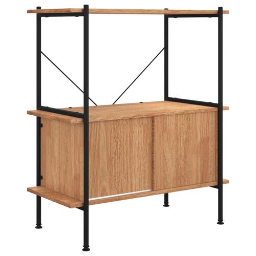Reol med skab 80x40x92 cm 3 niveauer stål og konstrueret træ