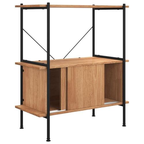 Reol med skab 80x40x92 cm 3 niveauer stål og konstrueret træ