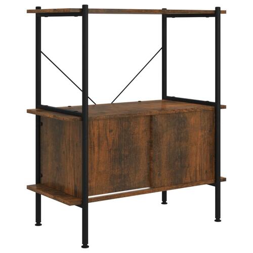 Reol med skab 80x40x92 cm 3 niveauer stål og konstrueret træ
