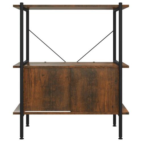 Reol med skab 80x40x92 cm 3 niveauer stål og konstrueret træ