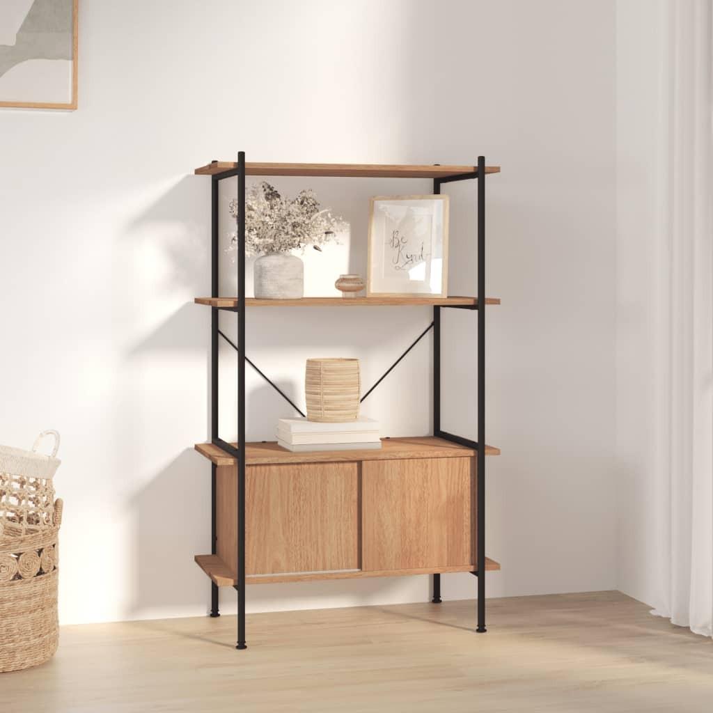 Reol med skab 80x40x130 cm 4 niveauer stål og konstrueret træ