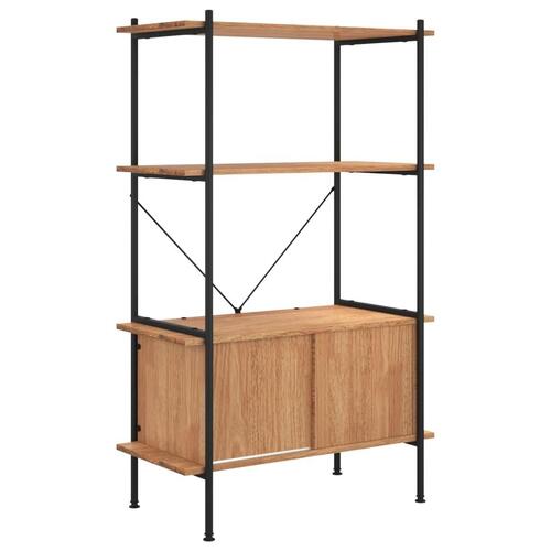 Reol med skab 80x40x130 cm 4 niveauer stål og konstrueret træ