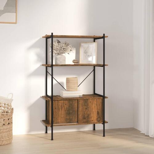Reol med skab 80x40x130 cm 4 niveauer stål og konstrueret træ