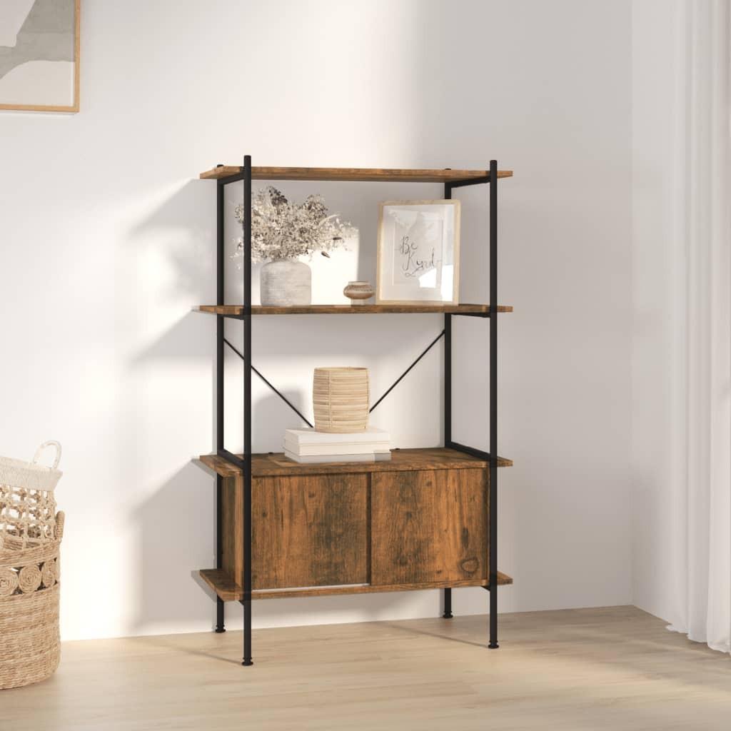 Reol med skab 80x40x130 cm 4 niveauer stål og konstrueret træ